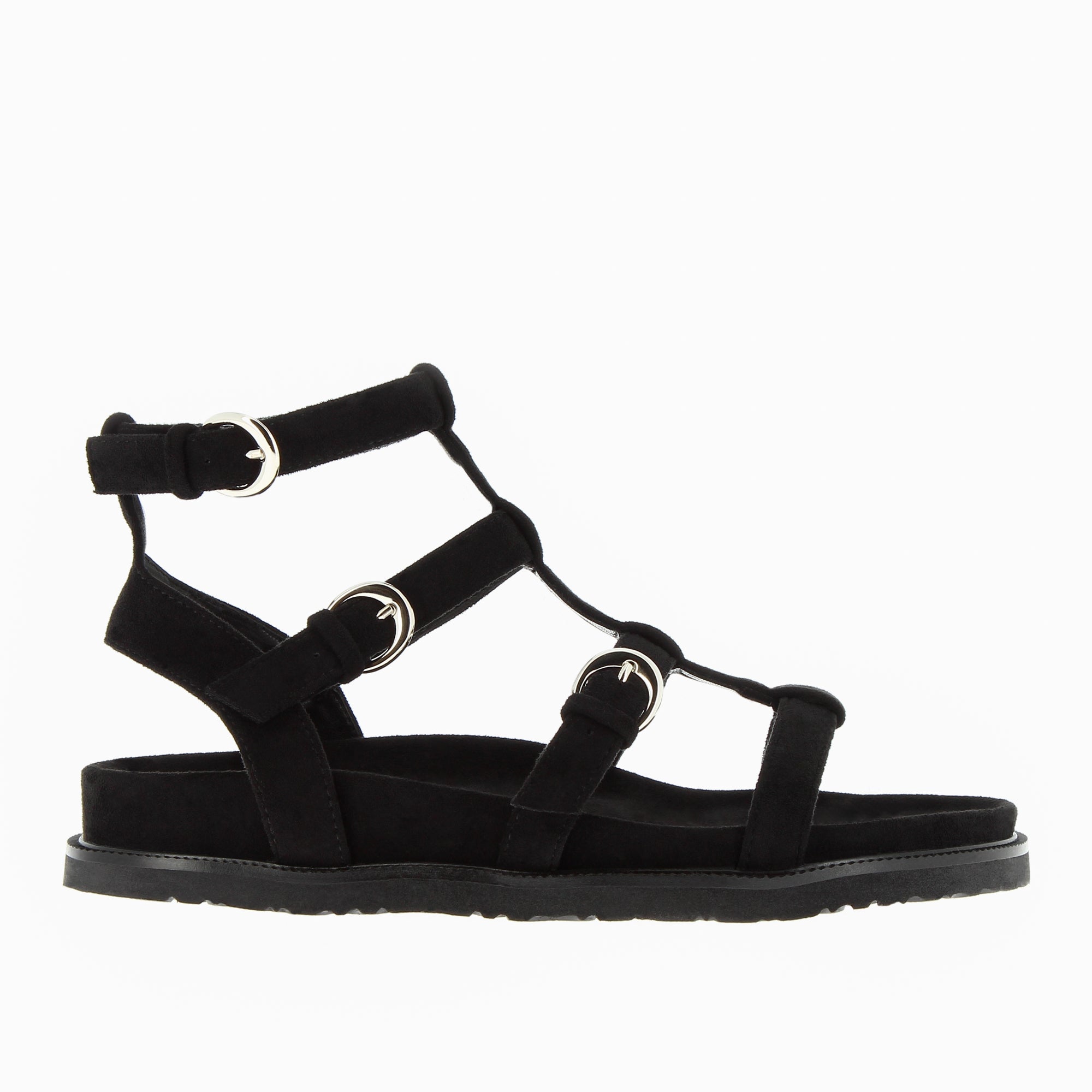 Sandales plates-Sandales ultra légères Ginny en suédine noire