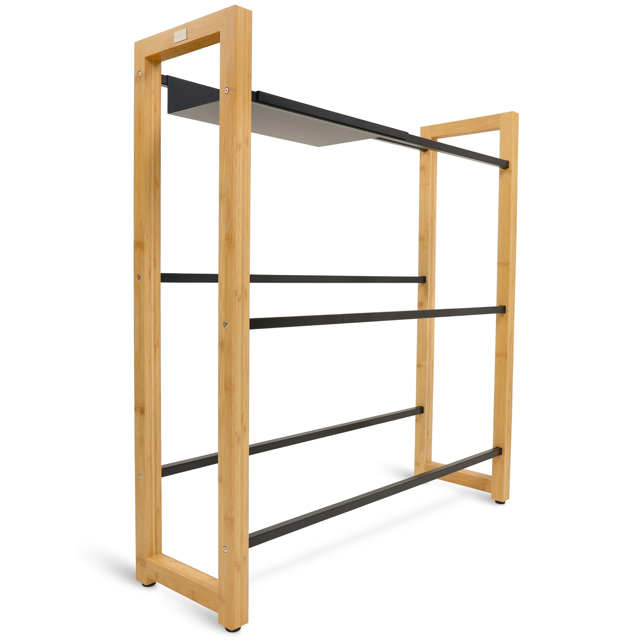 holz4home® Getränkekistenregal aus Bambus inkl. pulverbeschichteter Ablage I Schwarz | 6 Kisten