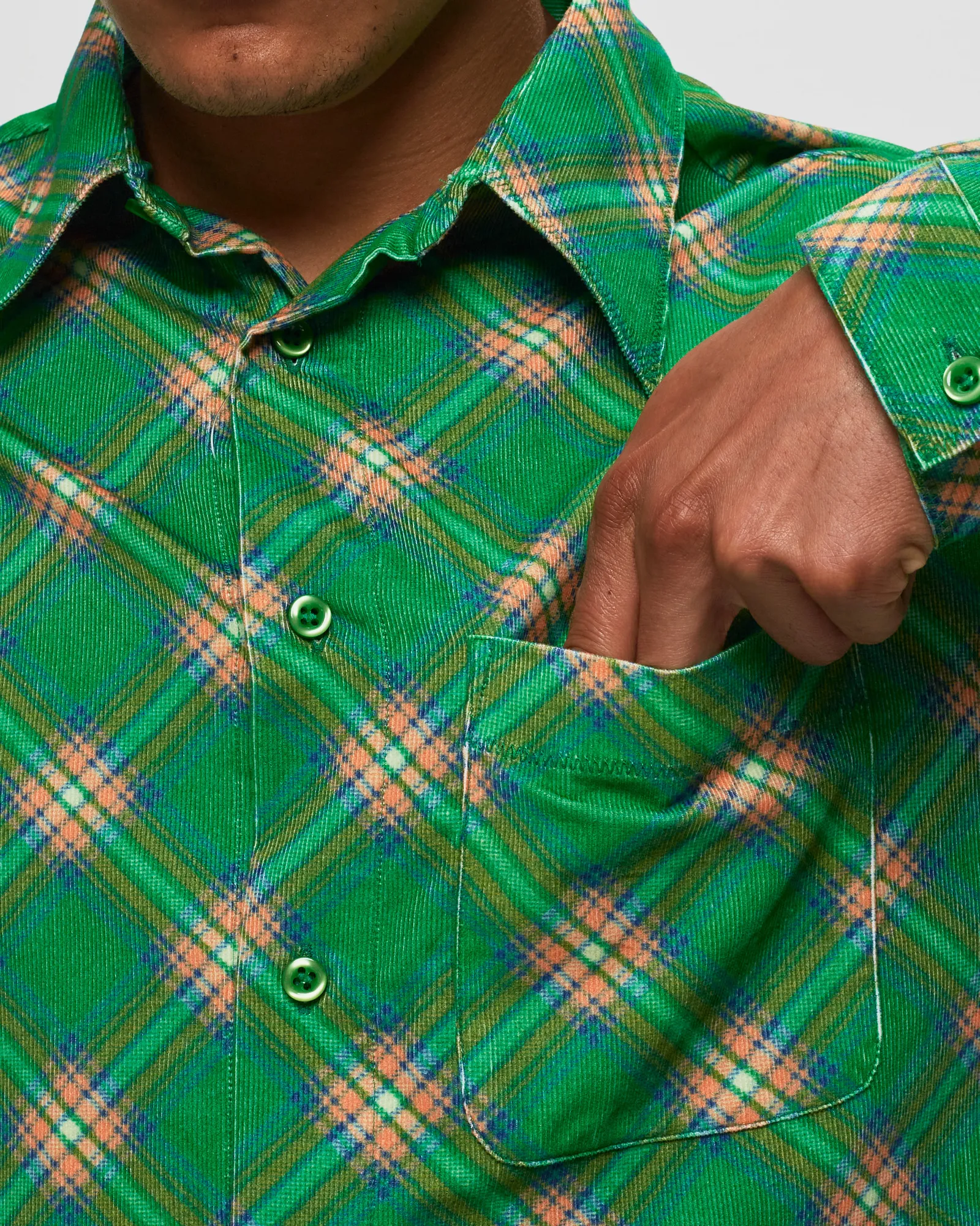 ERL PLAID CORDUROY SHIRT WOVEN