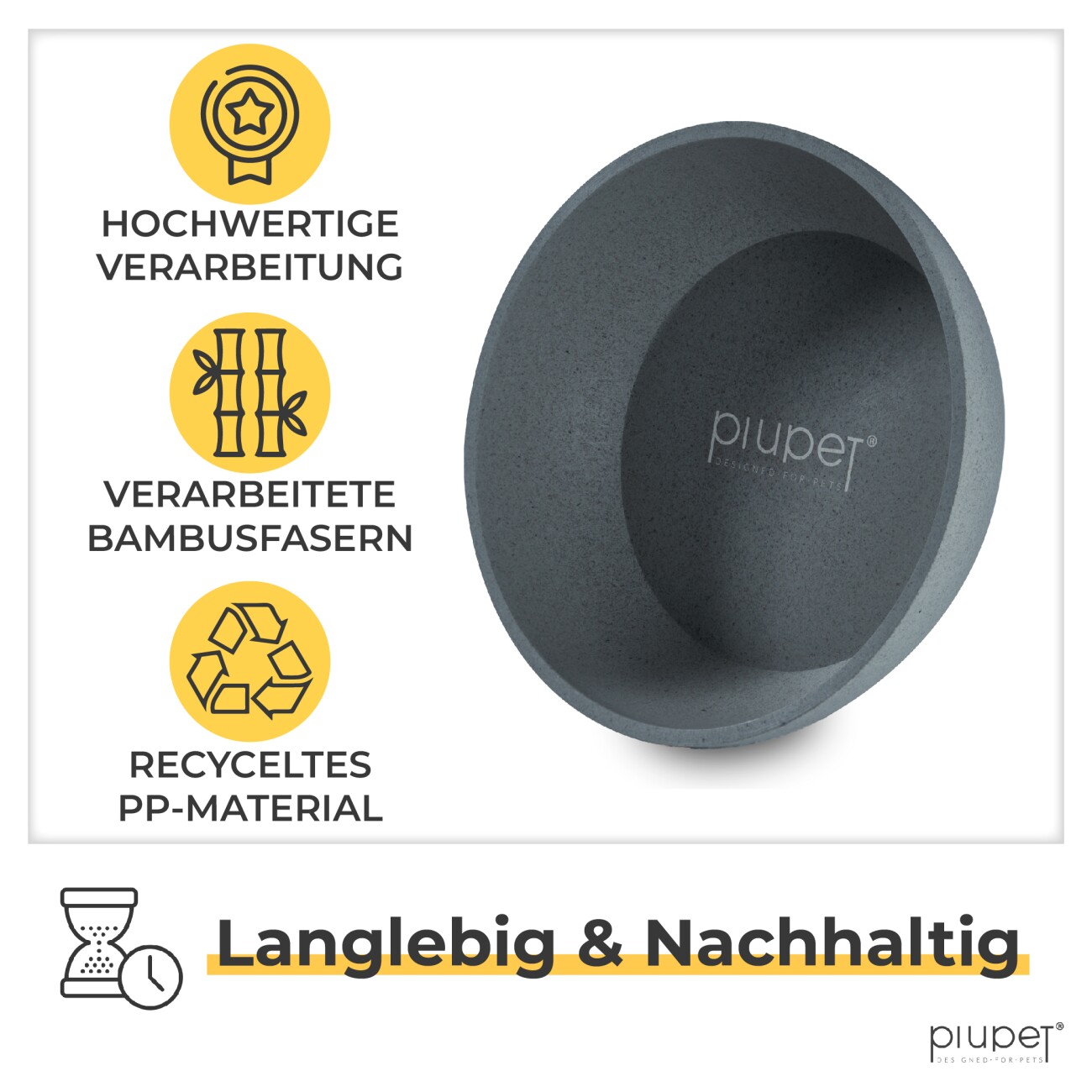 PIUPET Hundenapf-Set 1L grau