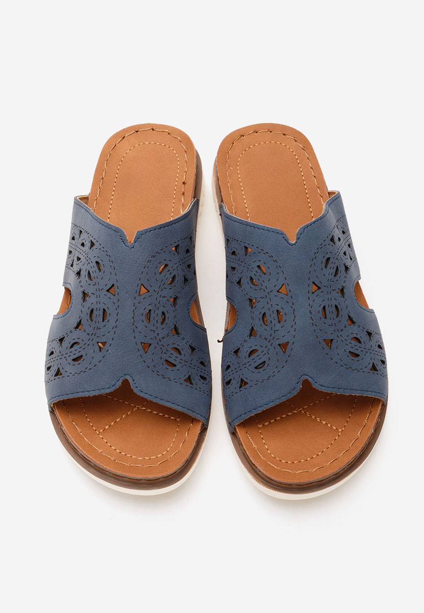 Mules plates femme bleus Kalrisha