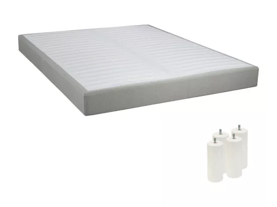 TAPIKIT - Sommier Tapissier Démontable 2x20 Lattes 140x190cm Lin + Pieds Blancs 15cm
