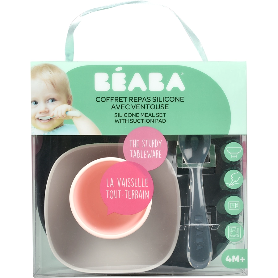 BEABA® Geschirrset aus Silikon - Mineral, 4-teilig