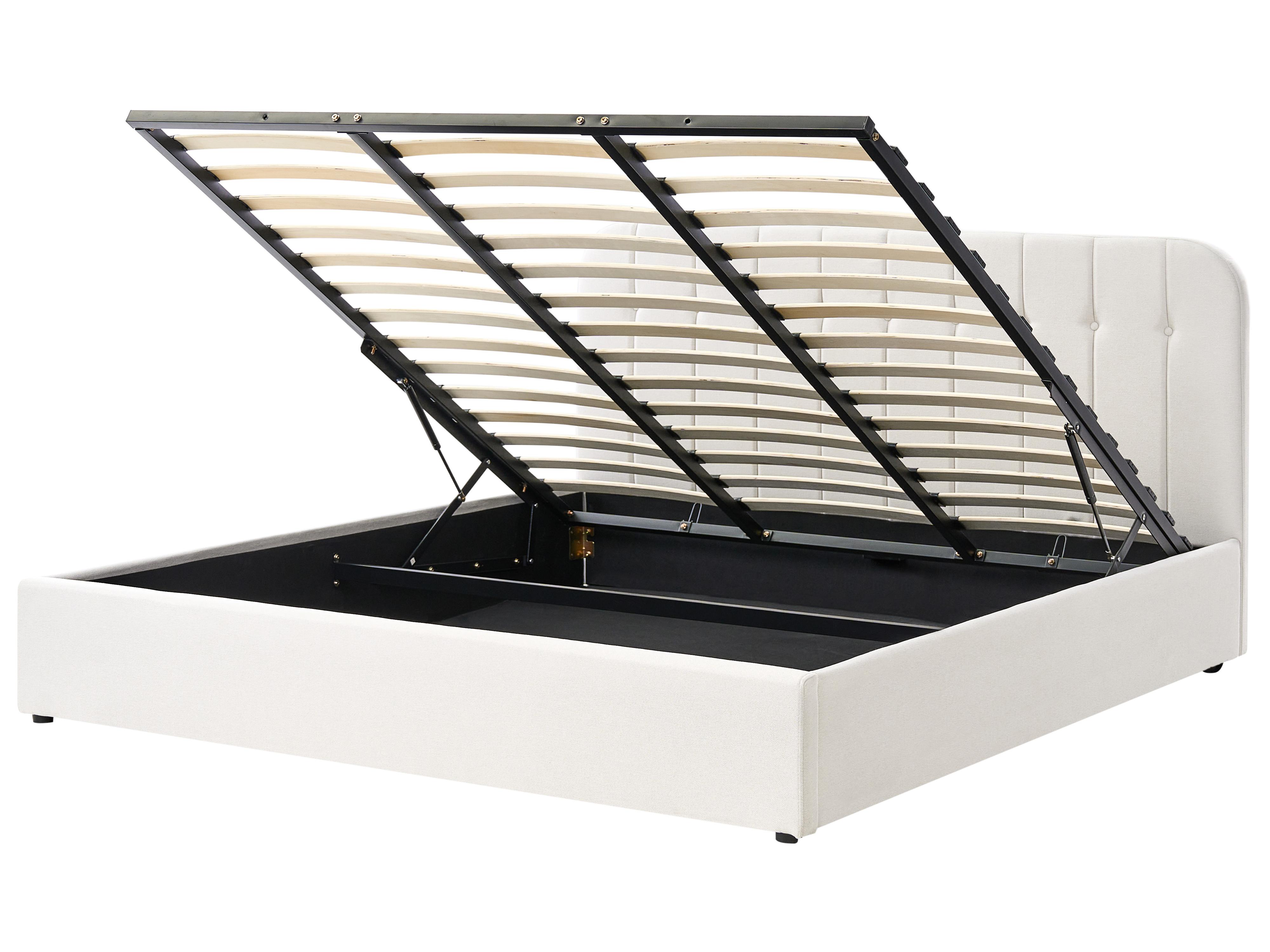 Bed met opbergruimte Stof CHALLANS 180 x 200 cm Gebroken wit