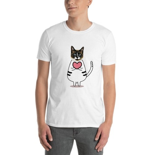 Camiseta personalizada Mascochula para homens apaixonados, com a foto do seu animal de estimação, na cor branca.