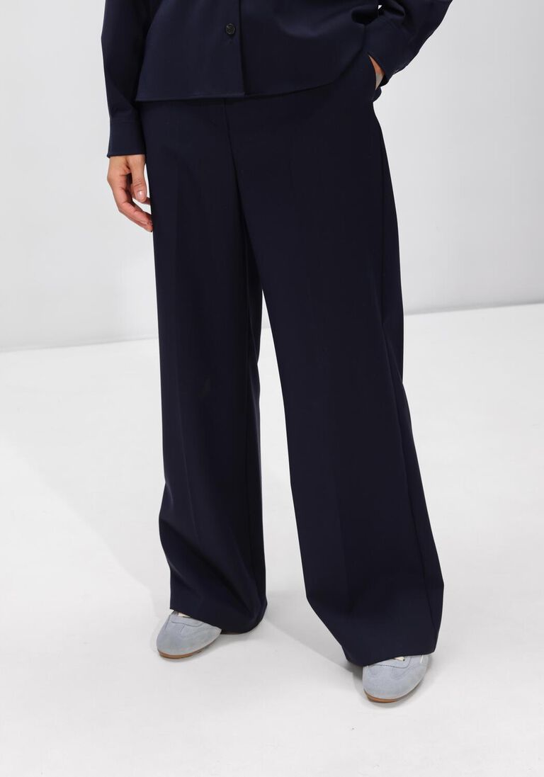 donkerblauwe max mara wijde broek mallo
