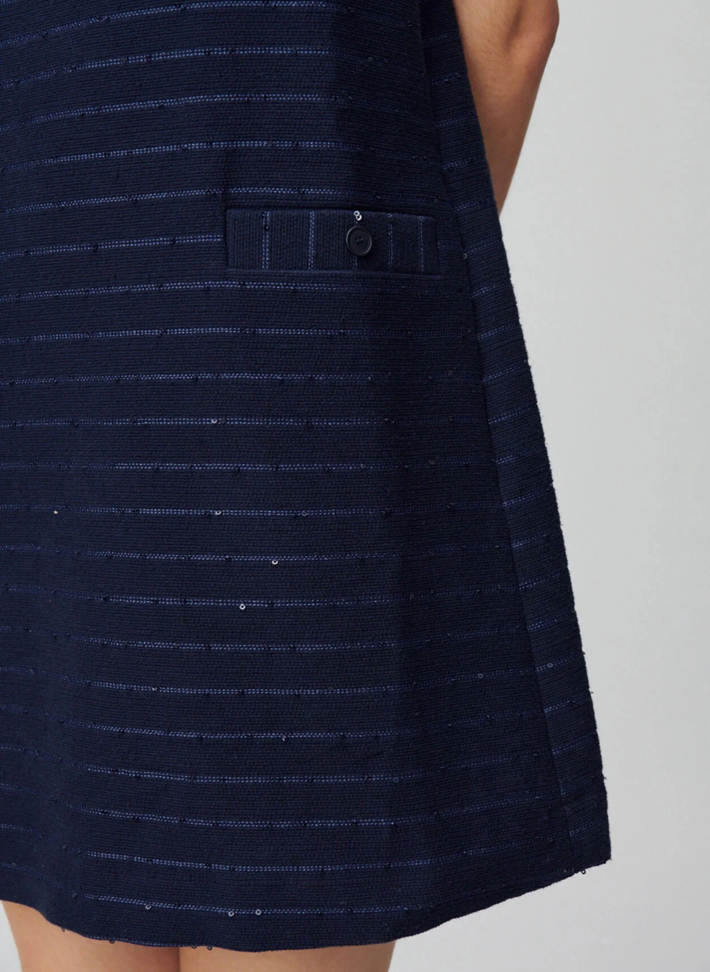 Robe courte rayée en coton mélangé | Bleu