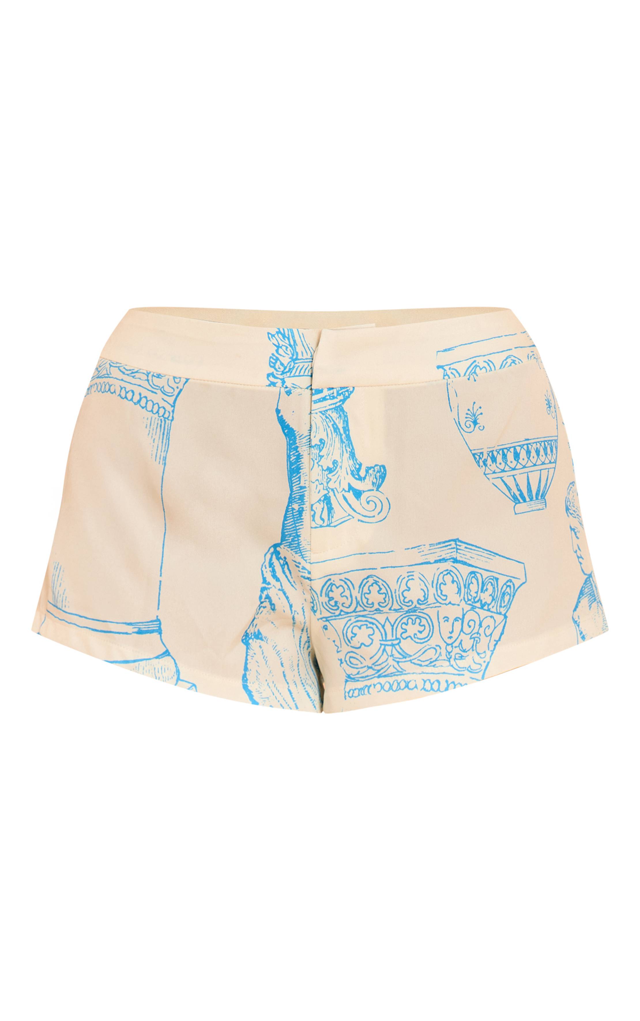Pale Yellow Short Tailleur Tissé À Pois