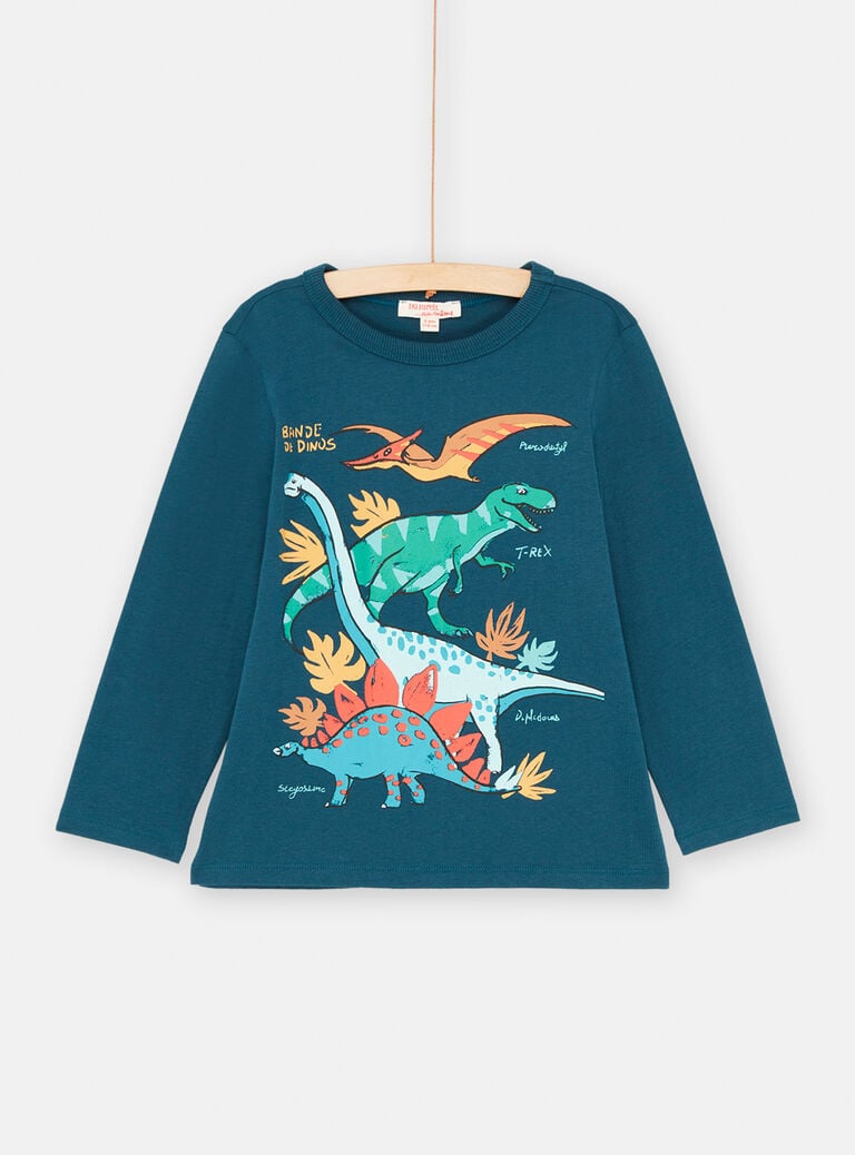 T-shirt bleu animation dino pour garçon