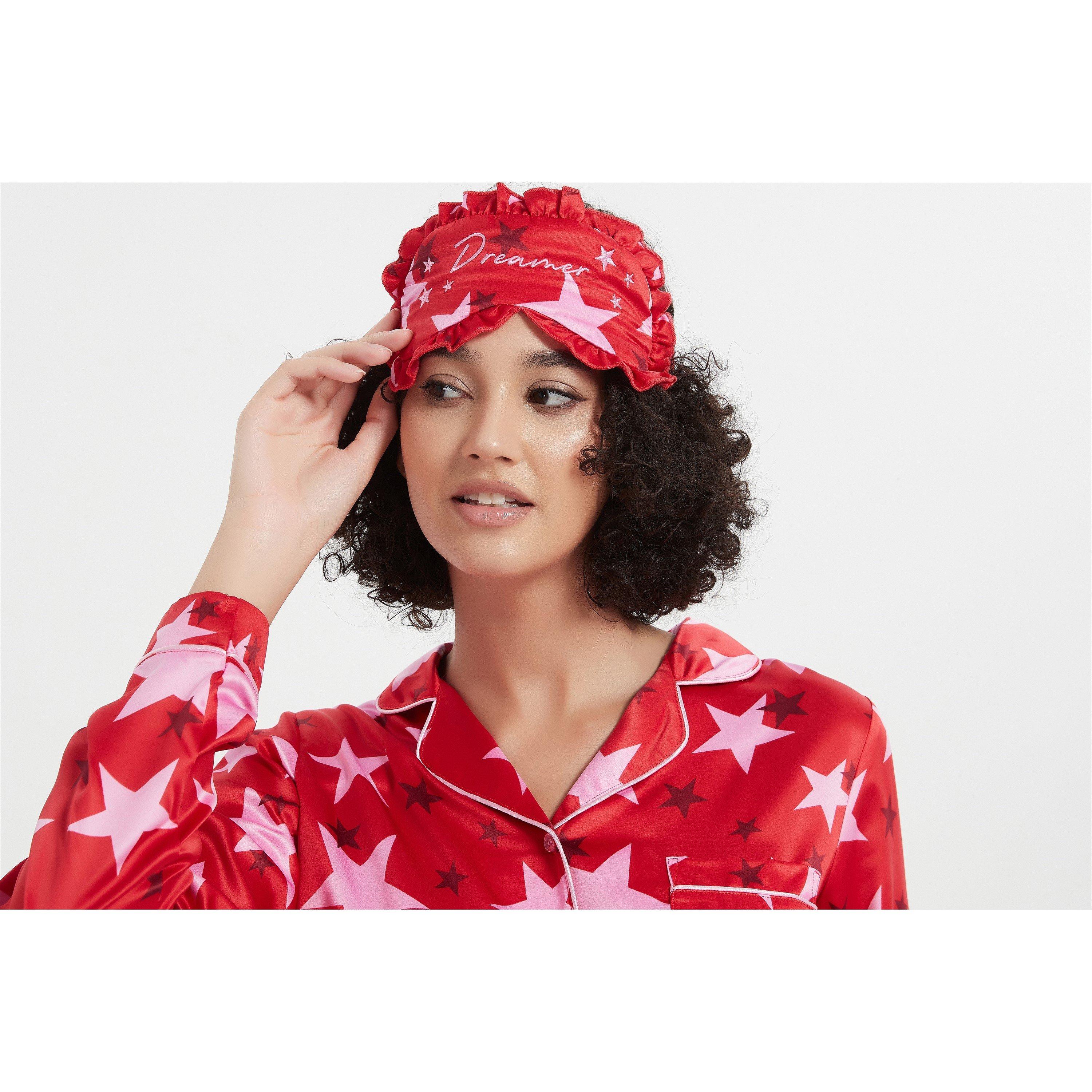 Linea Ladies Star Satin Pyjama and Eye Mask Set