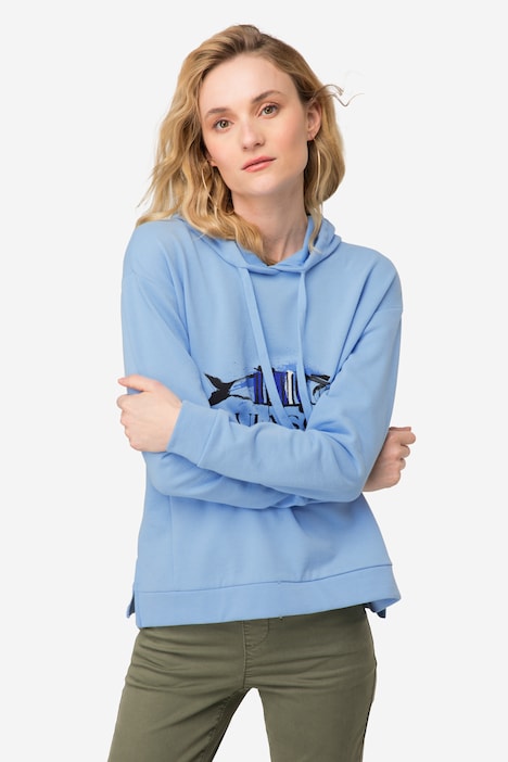 Hoodie, Fisch Motiv, Kapuze, Langarm