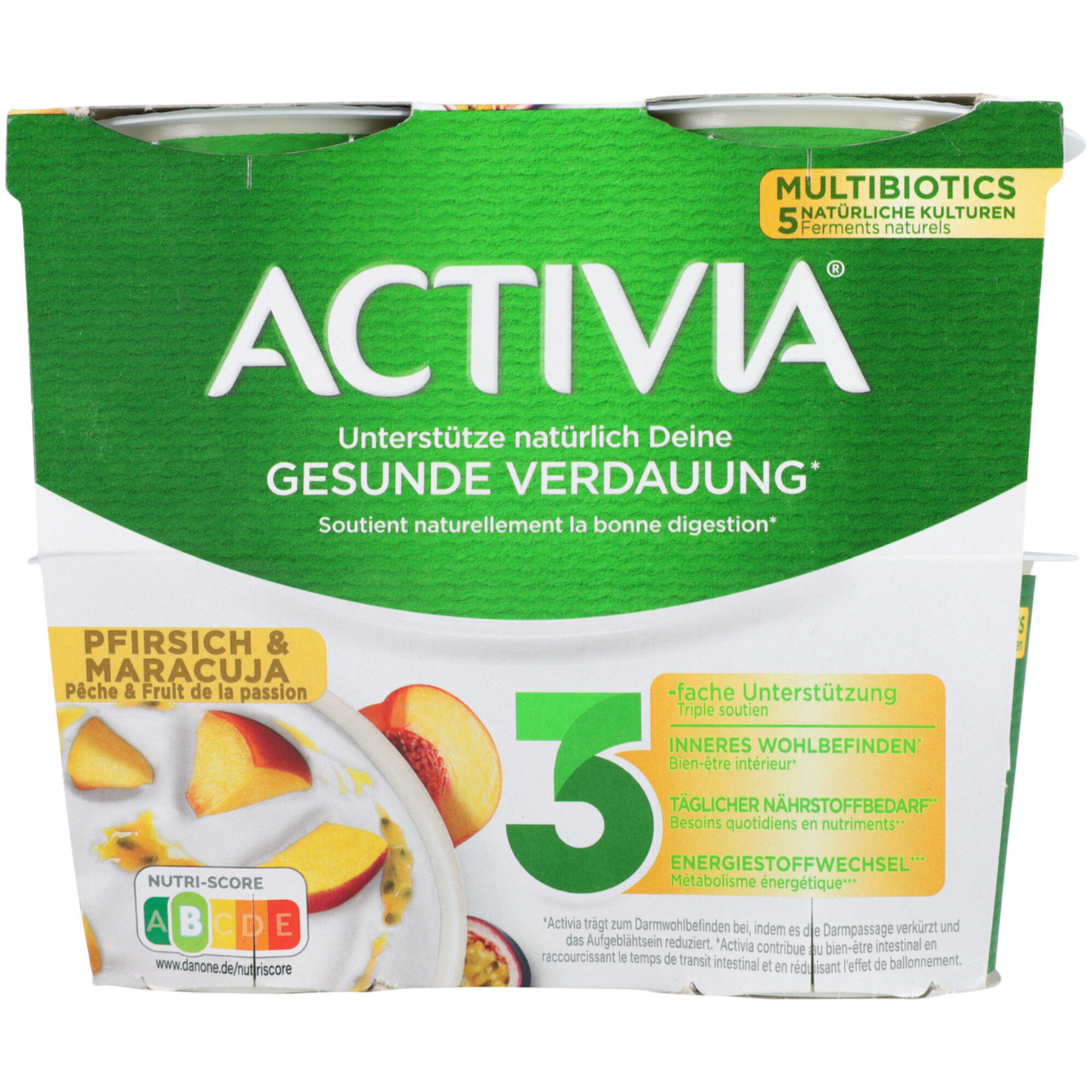 Activia probiotischer Joghurt Pfirsich & Maracuja 4x115g