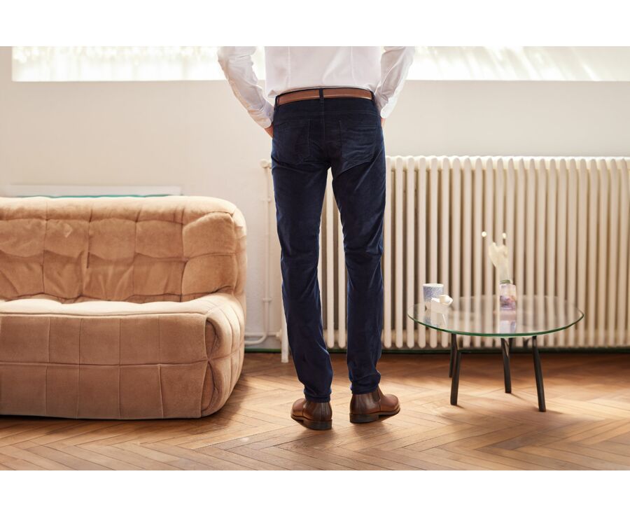 Pantalon 5 poches velours homme Bleu - KARS