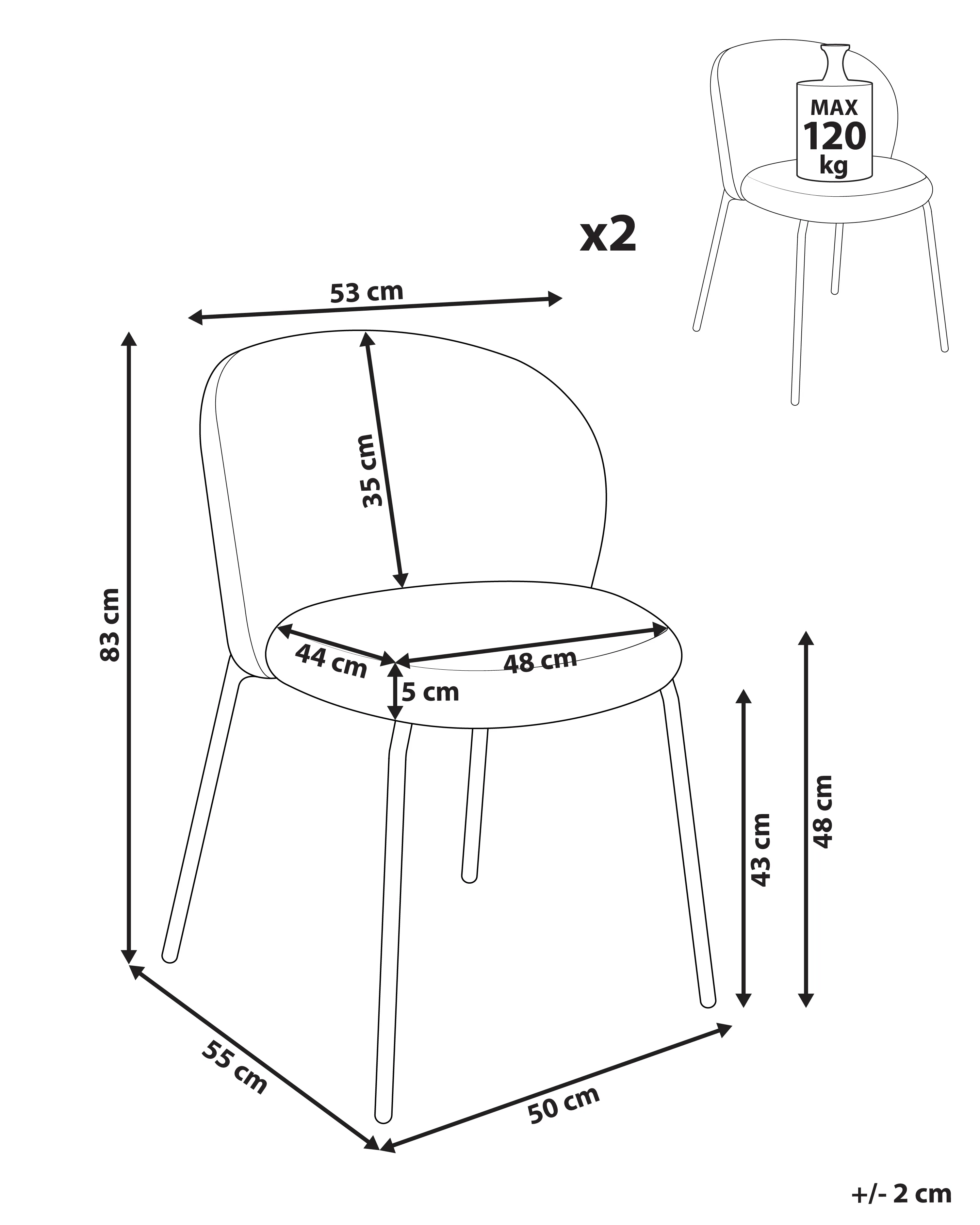 Set van 2 eetkamerstoelen MILES Corduroy Lichtblauw