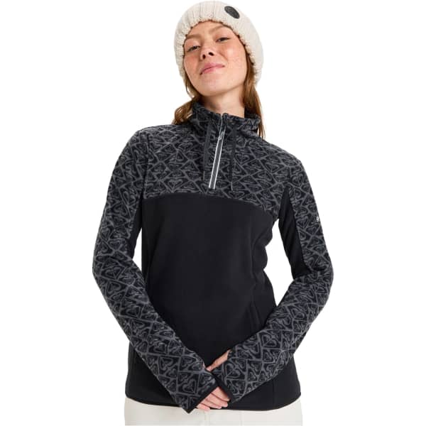 Sweat polaire ROXY SAYNA HALF ZIP TRUE BLACK ROXYGRAM TONAL