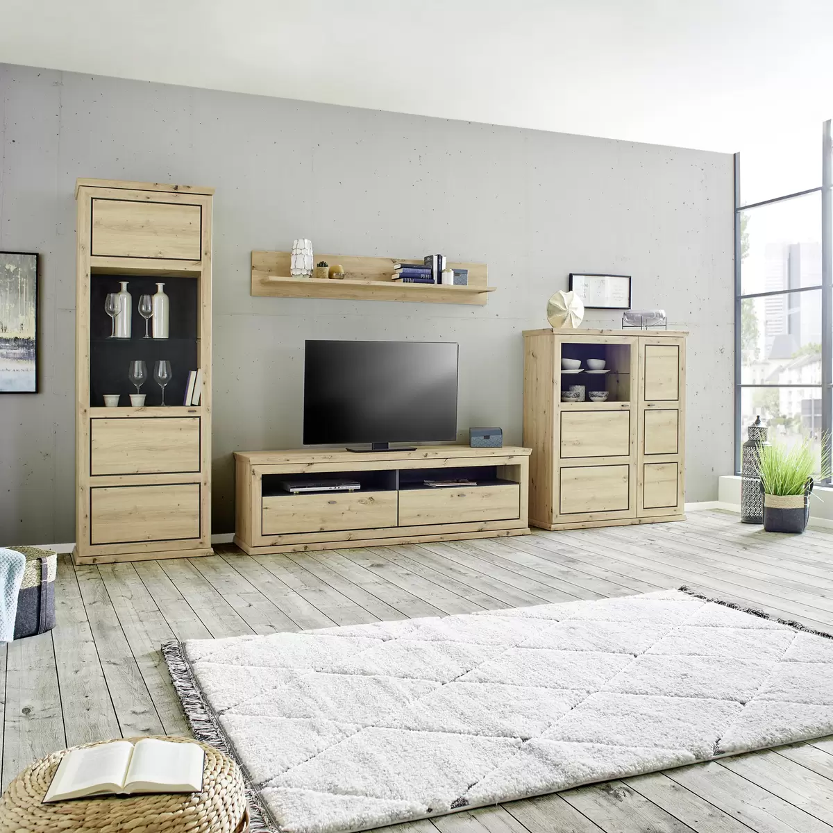 Vitrine Harvey Artisan Eiche,anthrazit
