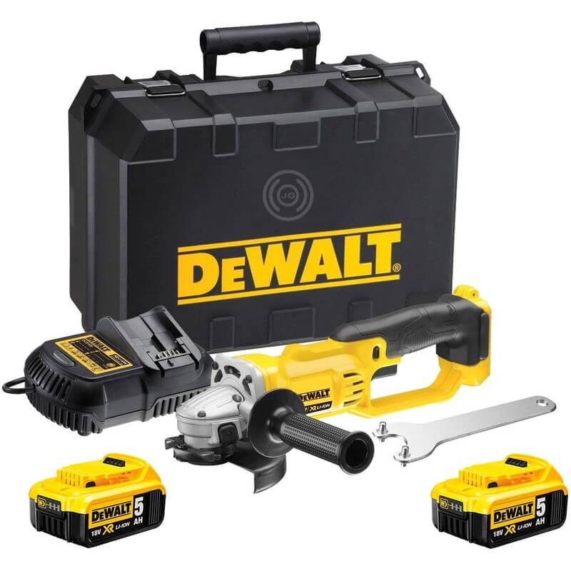 DeWALT DCG412P2 18V Li-ion accu haakse slijper set (2x5.0Ah) in TSTAK - 125mm