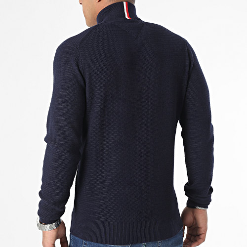 Pull Col Zippé Structure 1582 Bleu Marine