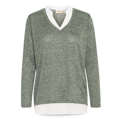 Fransa Rexan Strikbluse, Laurel Wreath Melange, XXL