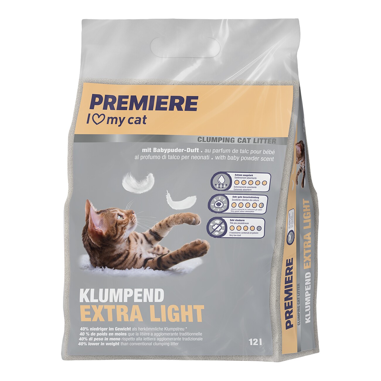 PREMIERE Extra Light Babypuder Klumpstreu 12 l