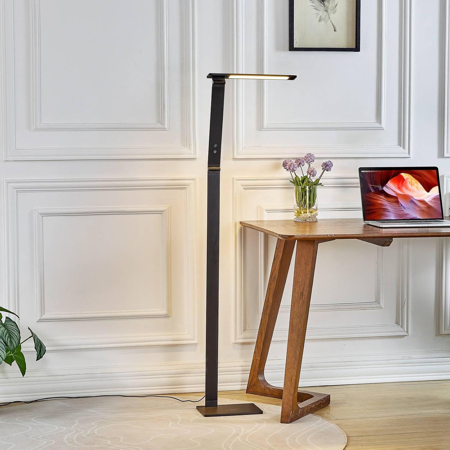 Lucande LED Stehlampe Salome dimmbar (Modern) in Schwarz aus Aluminium (1 flammig,) - Stehleuchte Floor Lamp Standleuchte Wohnzimmerlampe Arbeitszimmerleuchte