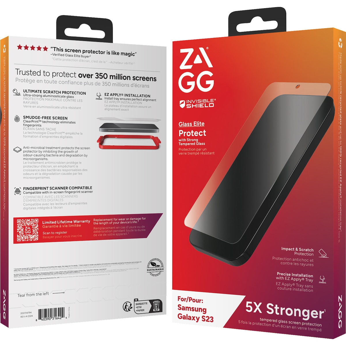 Zagg Glass Elite Samsung Galaxy S23 skjermbeskytter til mobiltelefon