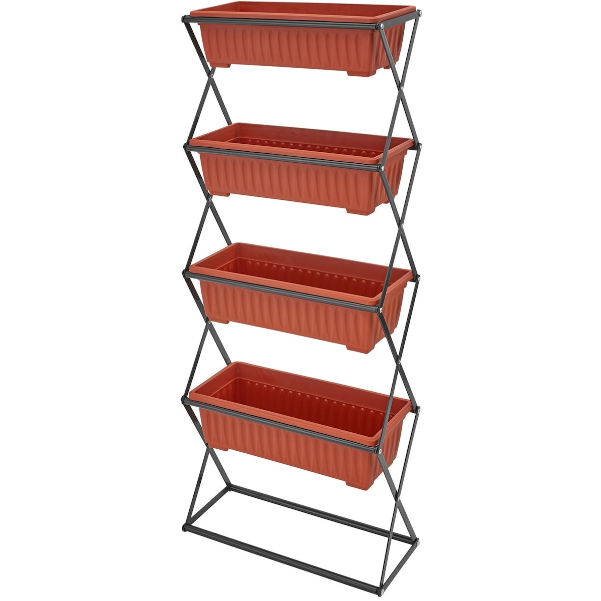 Vertikal blomsterkasse med 4 kasser 52x21x127cm - brun