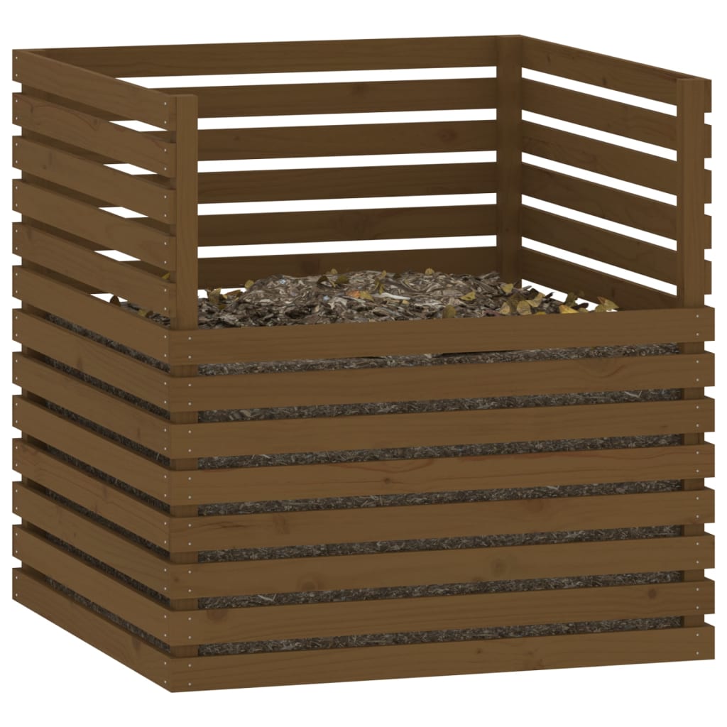 Composteur marron miel 100x100x102 cm bois massif de pin