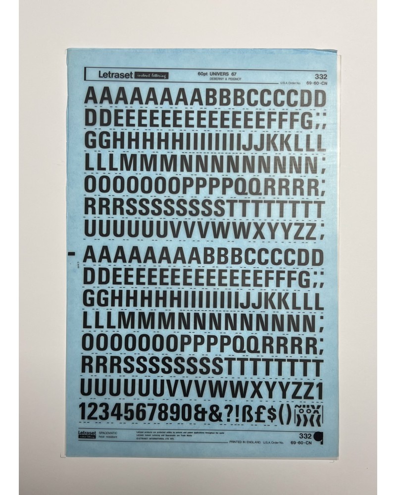 Letraset 332 - UNIVERS 67 -60pt