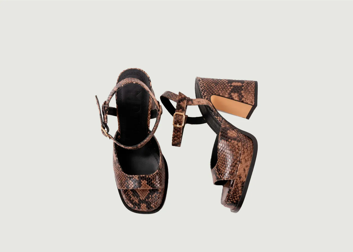 Sandales à talons et plateforme en cuir effet python Gracia Souliers Martinez