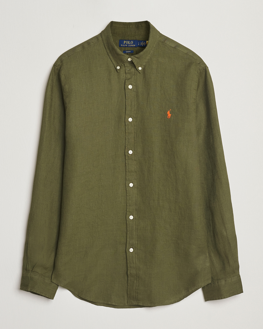 Polo Ralph Lauren Slim Fit Linen Shirt New Olive