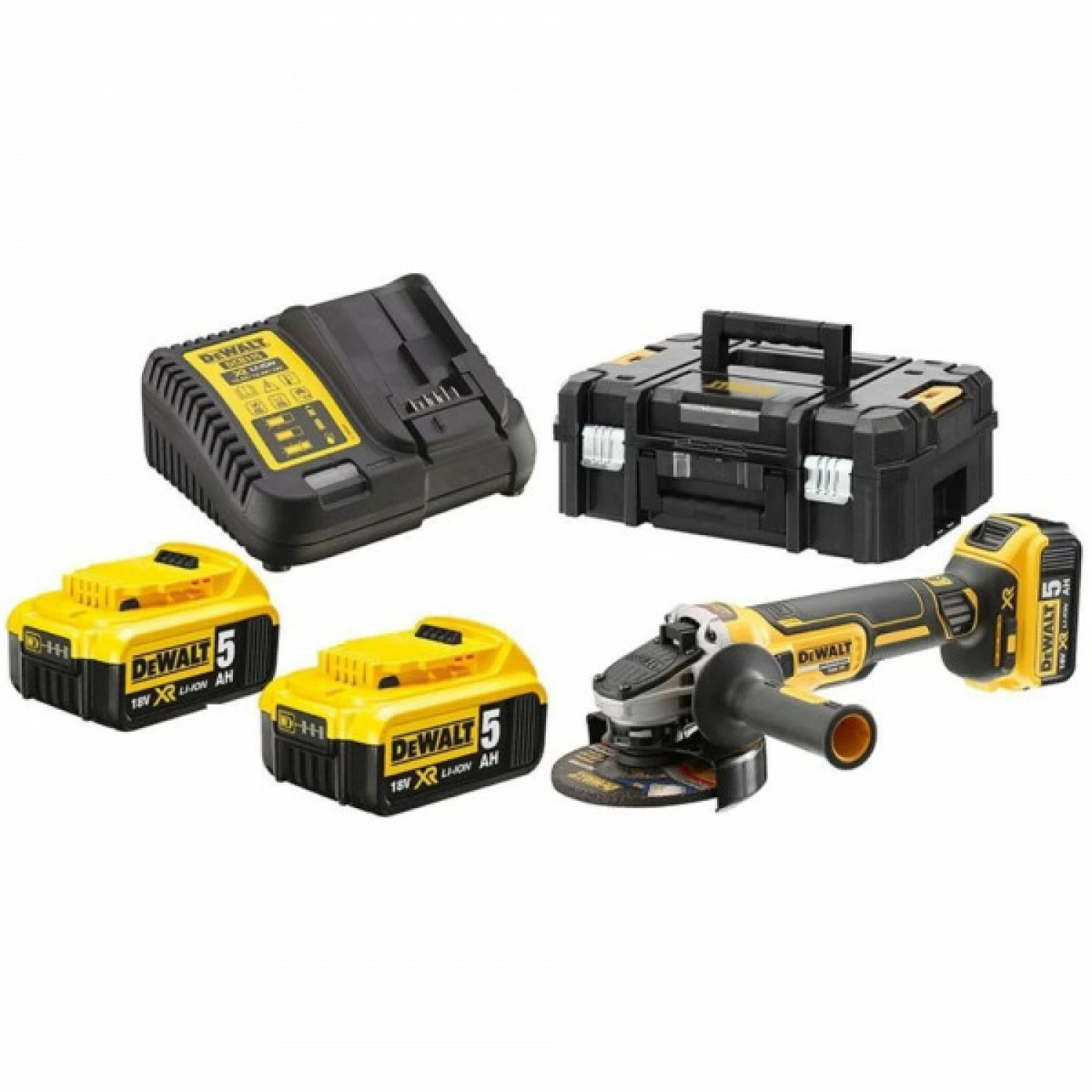 DeWALT DCG405P3 18V Li-Ion accu haakse slijper set (3x 5.0Ah accu) in TSTAK - 125mm - koolborstelloos