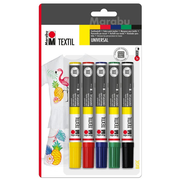 Marabu-Set van 5 textielstiften kleur