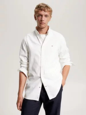 Camisa Oxford Slim Fit com Estampa de Bandeira