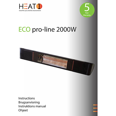 HEAT1 Terrassevarmer vægmodel 2000W - sort