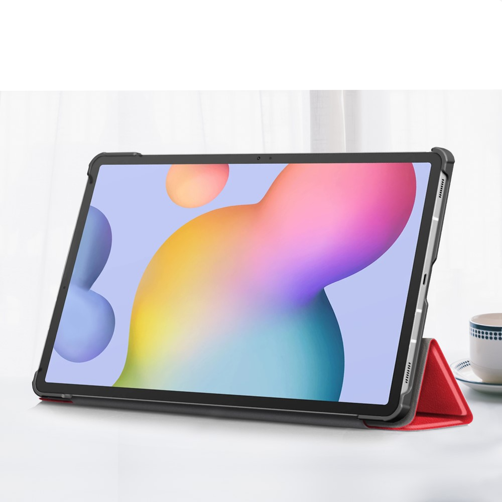 Samsung Galaxy Tab S8  Plus / Tab S7  Plus / Tab S7 FE 5G Leder Tasche Smart Case Hülle   S-Pen Halterung - Rot / Schwarz