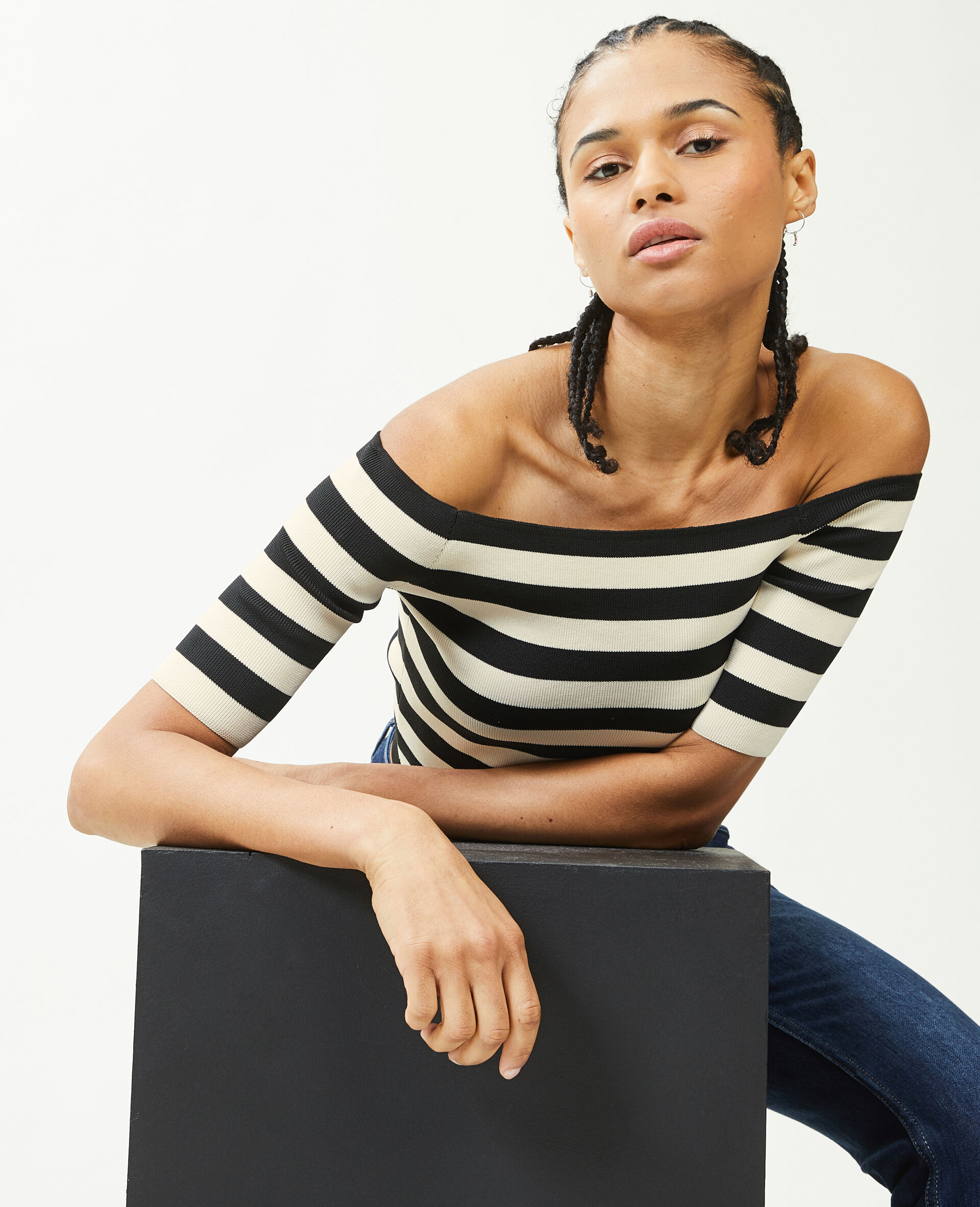 Top encolure Bardot - Blanc