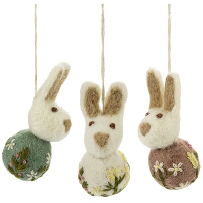 Anhänger Osterhase Filz bestickt, Grün