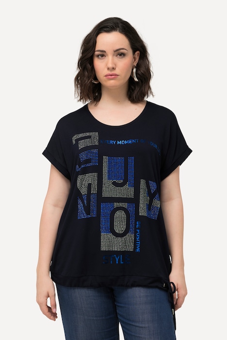 T-Shirt, Oversized, Rundhals, Halbarm, Saumband