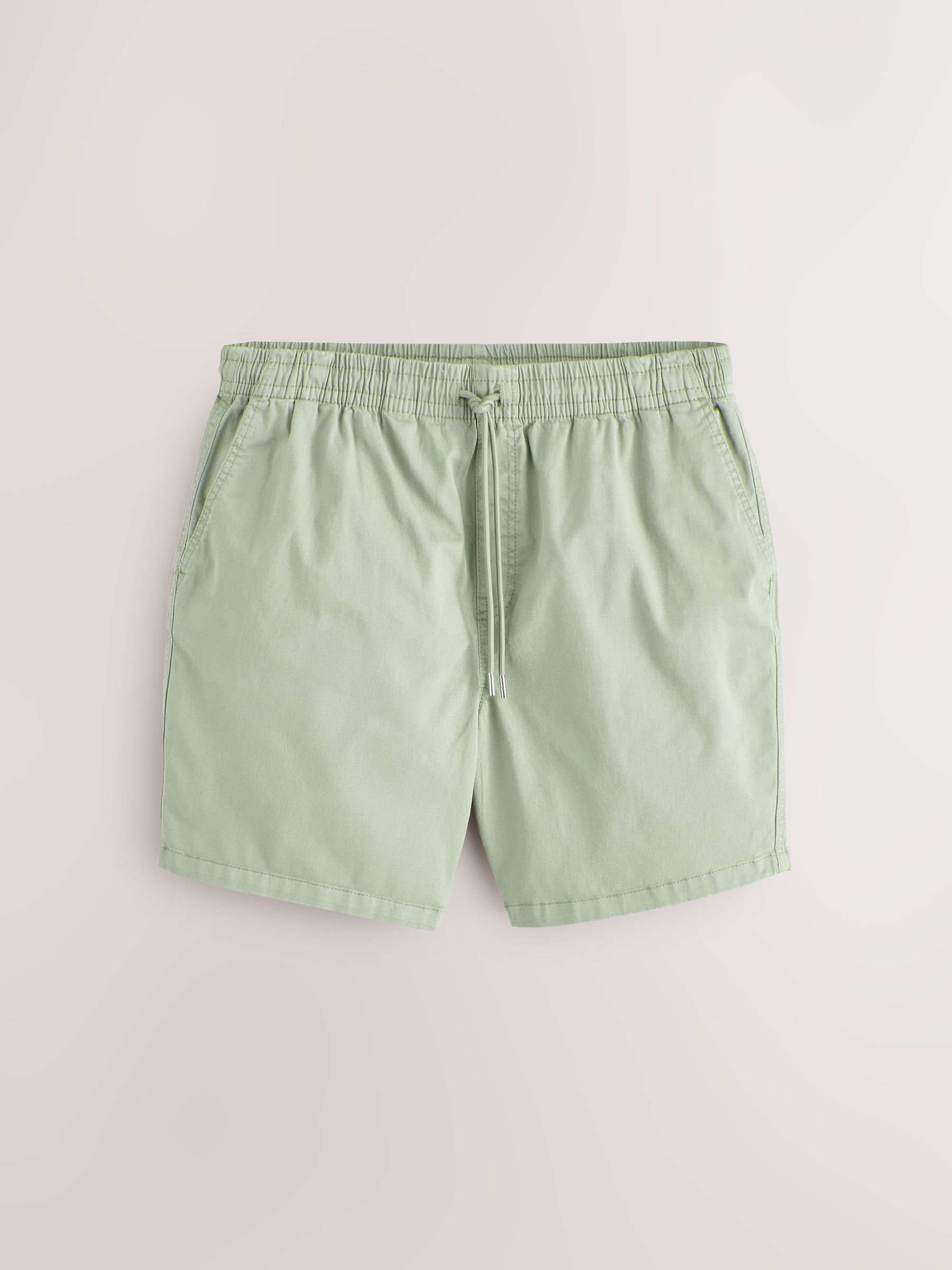 Kiezelkleurig/saliegroen - Set van 2shorts met elastische taille