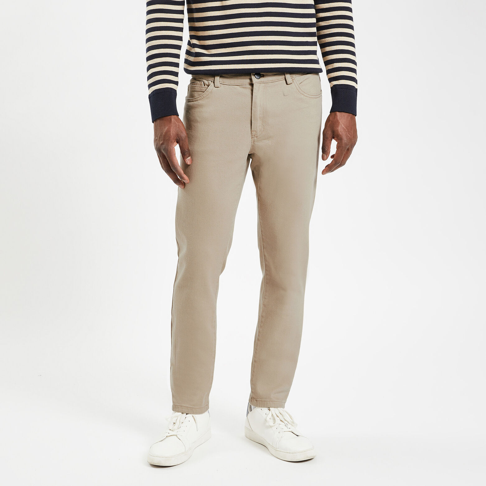 Pantalon slim cinq poches Beige
