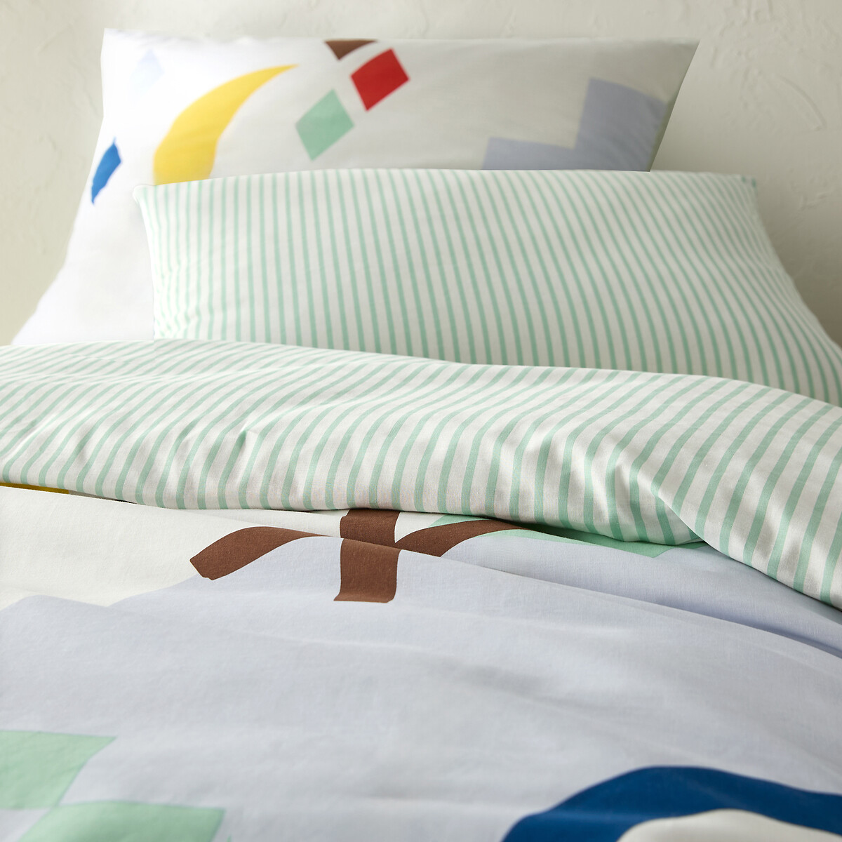 LA REDOUTE INTERIEURS<br>Conjunto de cama 50% algodão reciclado, fronha retangular.Olias