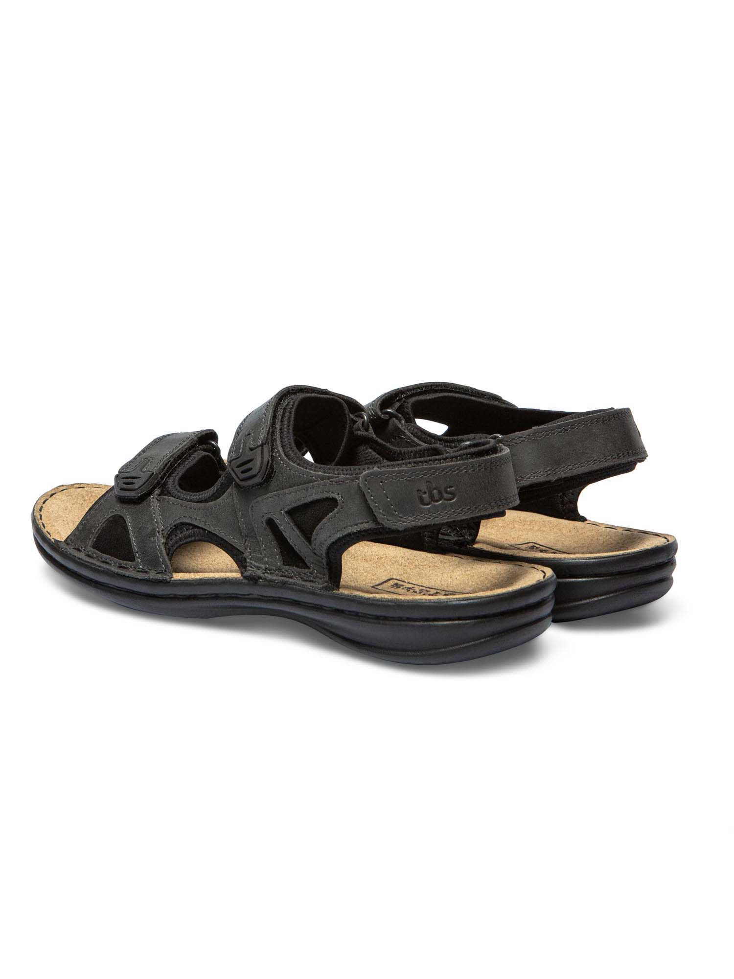 Sandales Homme Dessus Cuir Noir