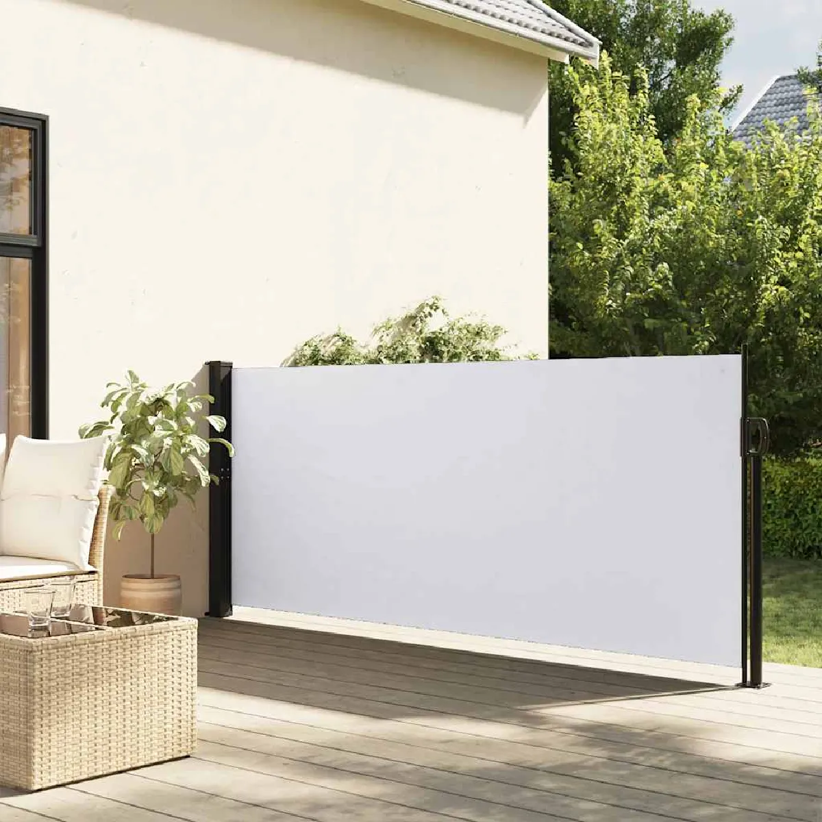 vidaXL Auvent latéral rétractable - Blanc
