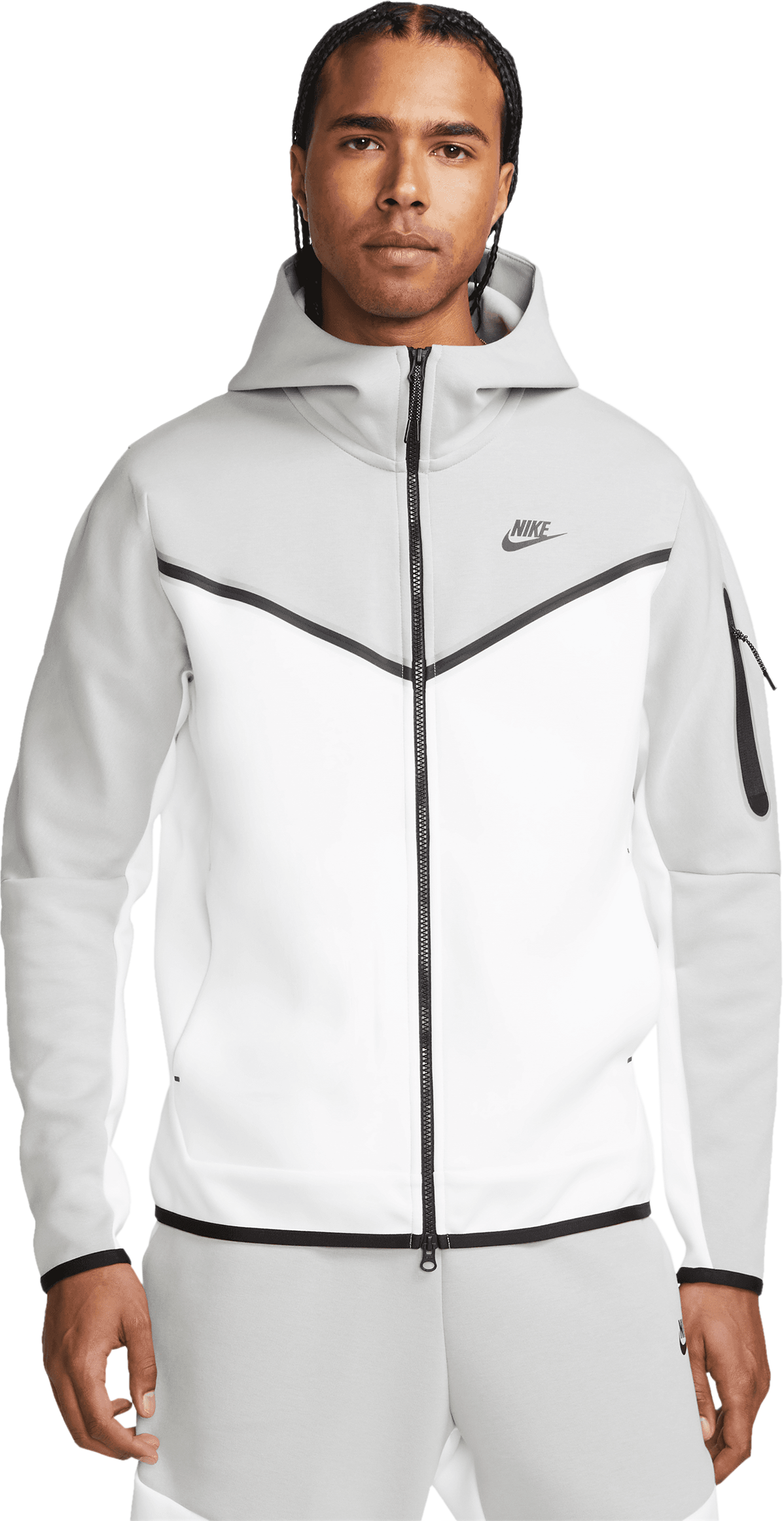 Nike Tech Fleece Kapuzenjacke Grau Weiss F073