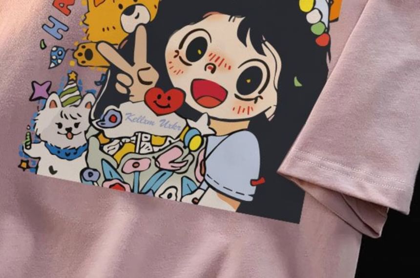 Kupyd - T-shirt met korte mouwen, ronde hals en cartoonprint