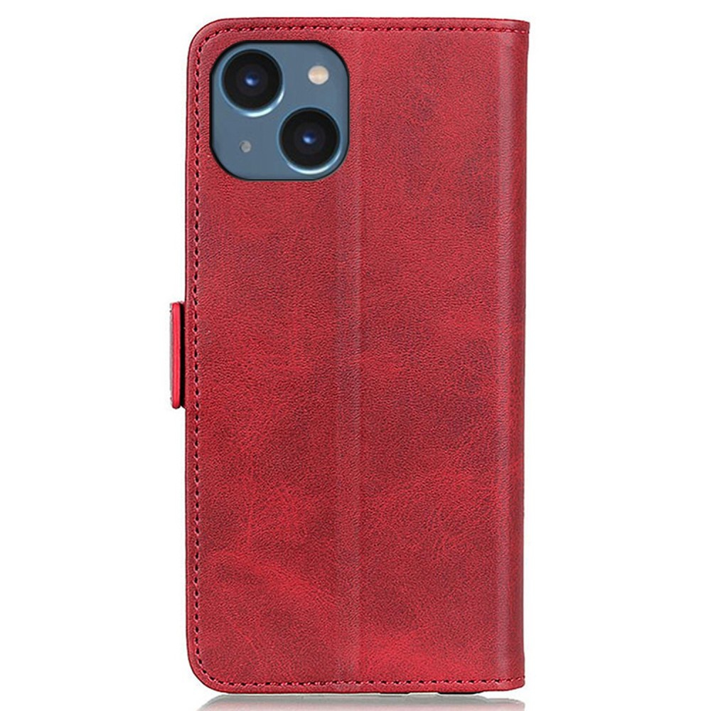 iPhone 14 Vintage Leder Tasche Flip Cover mit Kartenfächer - Rot