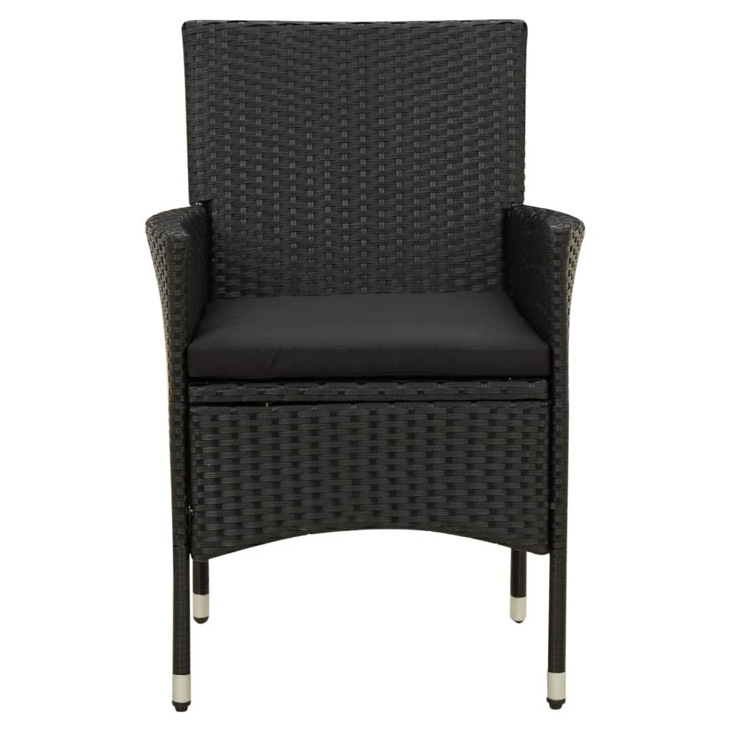 Salon d'extérieur 3 pièces avec coussins résine tressée noir