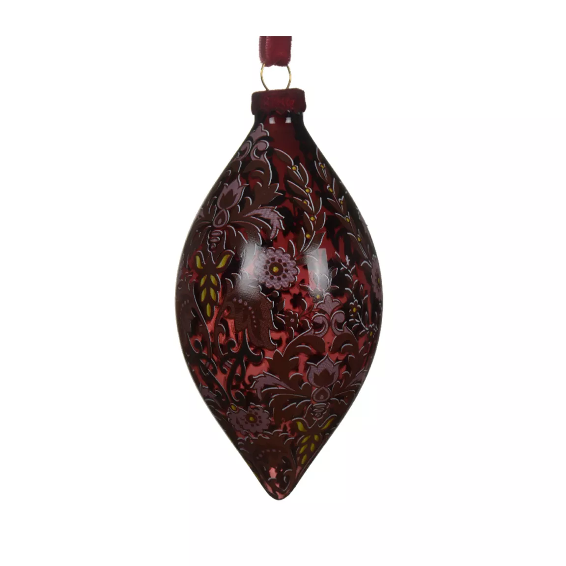 Lot de 2 suspensions en verre (D80 mm) Olives Bolchoï Fleuri Bordeaux