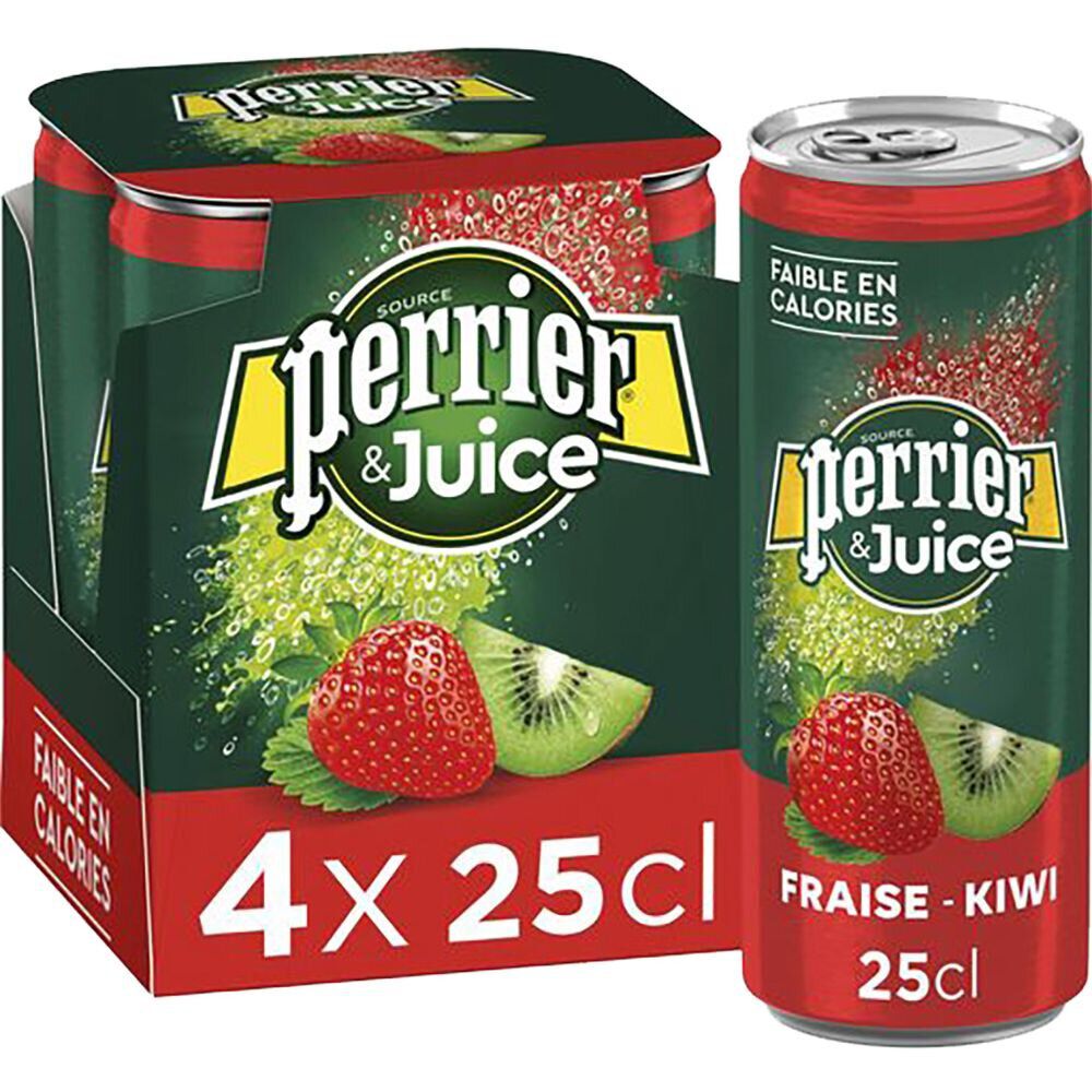 Eau gazeuse Perrier fraise kiwi - 4x25 cl